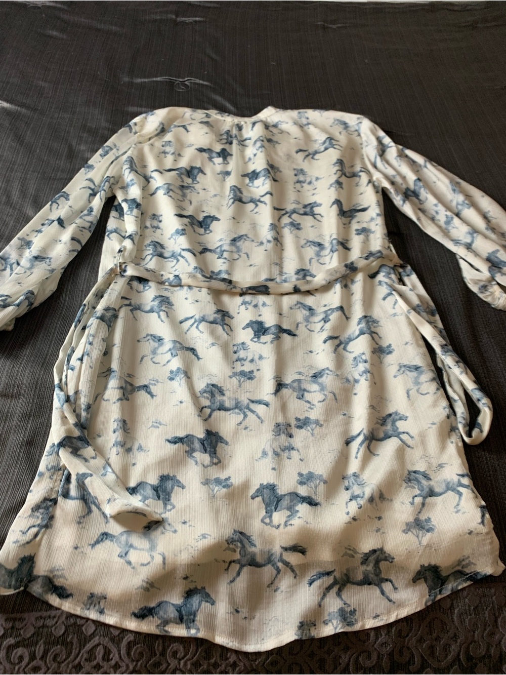 elizabeth crosby horse dress White Blue Large - Picture 5 of 15